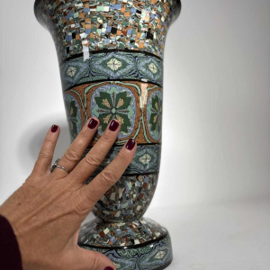 Jean Gerbino in Vallauris, tulip vase in mixed clay on pedestal – France, 20th century