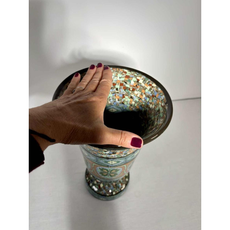 Jean Gerbino in Vallauris, tulip vase in mixed clay on pedestal – France, 20th century