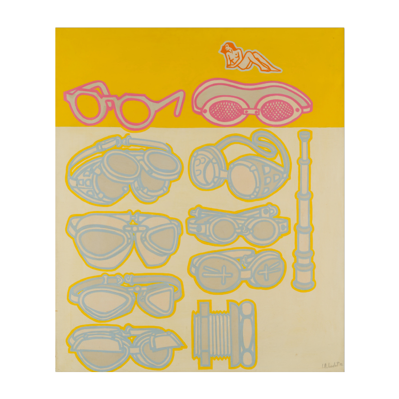 LOUIS-MARIE LONDOT " voir et revoir " tableau Pop'Art belge Huile sur toile 1970