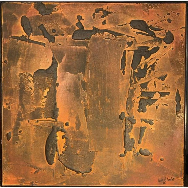 LOUIS-MARIE LONDOT "Matière Rouille" 1962, Abstract painting with concerts