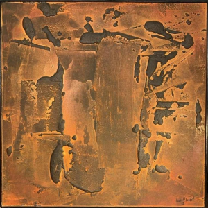 LOUIS-MARIE LONDOT "Matière Rouille" 1962, Tableau abstrait à concertions