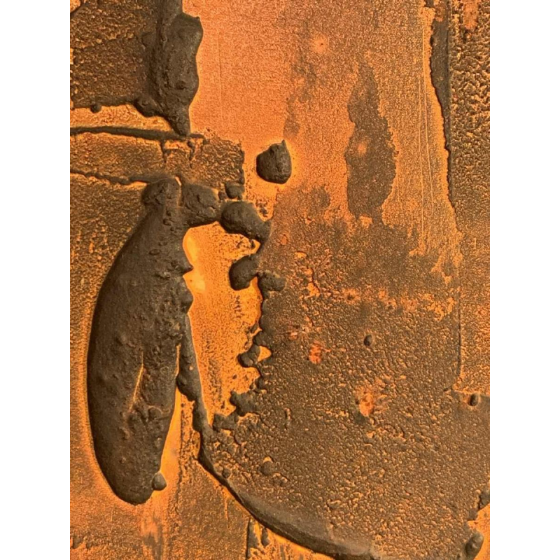 LOUIS-MARIE LONDOT "Matière Rouille" 1962, Tableau abstrait à concertions