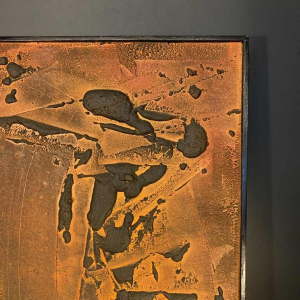 LOUIS-MARIE LONDOT "Matière Rouille" 1962, Tableau abstrait à concertions