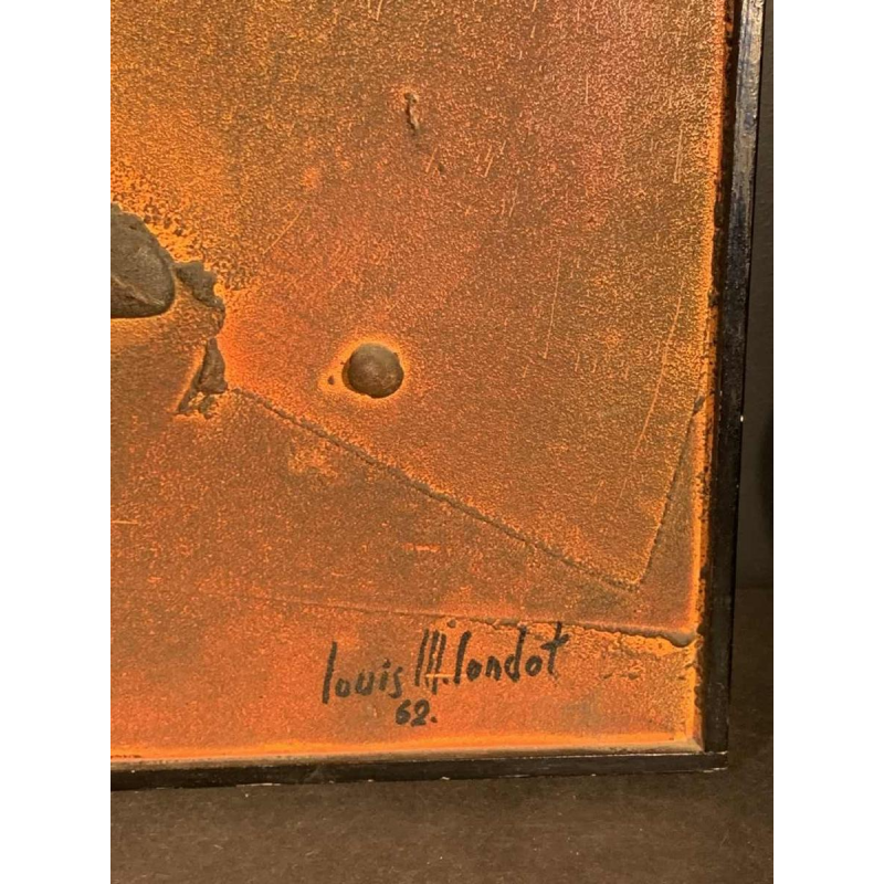 LOUIS-MARIE LONDOT "Matière Rouille" 1962, Abstract schilderij met concerties