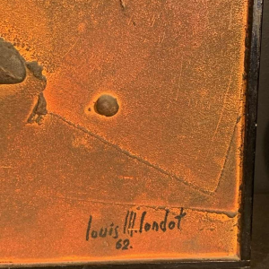 LOUIS-MARIE LONDOT "Matière Rouille" 1962, Tableau abstrait à concertions