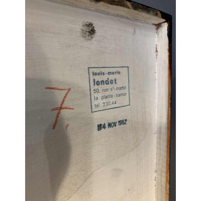 LOUIS-MARIE LONDOT "Matière Rouille" 1962, Abstract schilderij met concerties