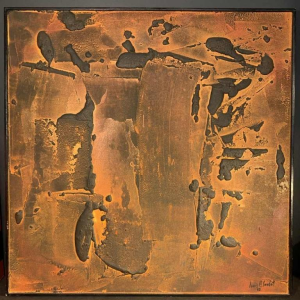 LOUIS-MARIE LONDOT "Matière Rouille" 1962, Tableau abstrait à concertions