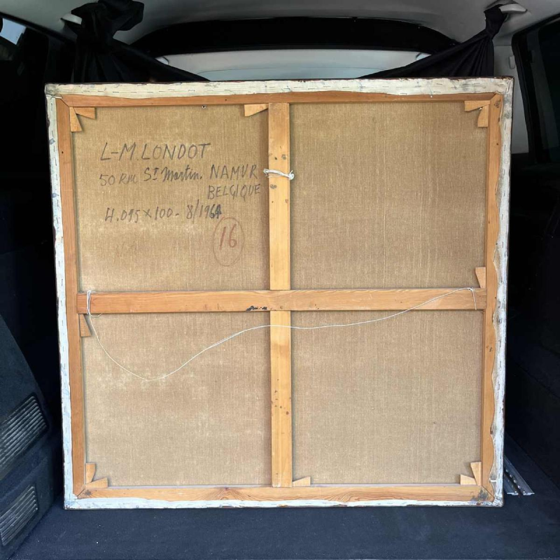 LOUIS-MARIE LONDOT 'GRIS 1964' abstract brutalistisch schilderij olieverf doek