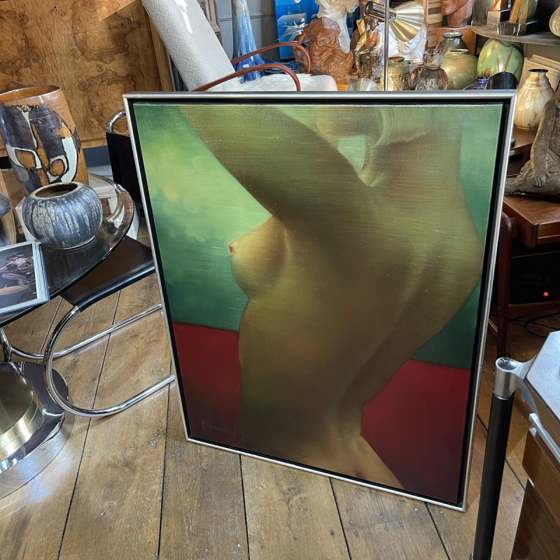 ERWIN MACKOWIAK " Tamara nude " Belgian Pop'Art painting, oil on canvas 1972