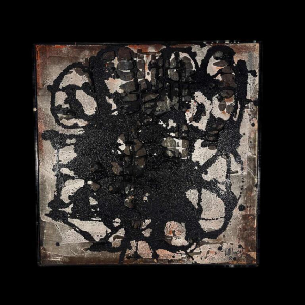 Louis-Marie Londot, tableau abstrait, huile et concrétions sur panneau N°16, 1963