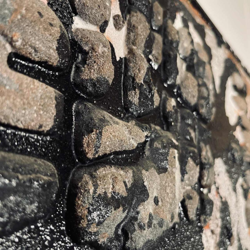 Louis-Marie Londot, abstract painting, oil and concretions on panel N°16, 1963