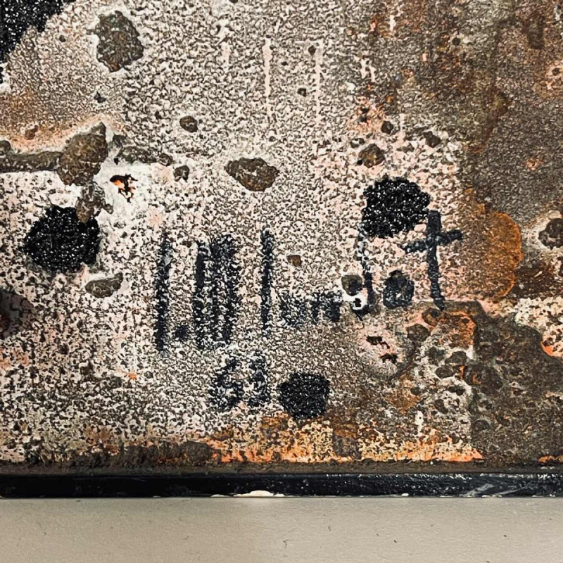 Louis-Marie Londot, abstract painting, oil and concretions on panel N°16, 1963