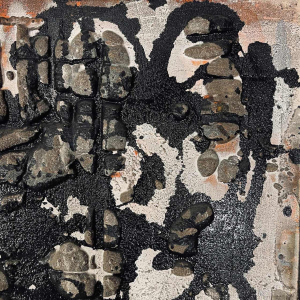 Louis-Marie Londot, abstract painting, oil and concretions on panel N°16, 1963