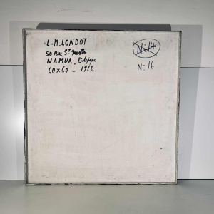 Louis-Marie Londot, abstract schilderij, olieverf en concreties op paneel N°16, 1963