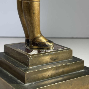 Art Deco chryselephantine sculpture 'Girl with a Basket', bronze with green and gold patina, ca 1930