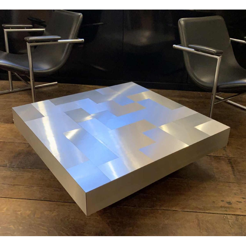 WILLY RIZZO voor CIDUE, Brutalist Coffee Table / Living Room, aluminium, 1970