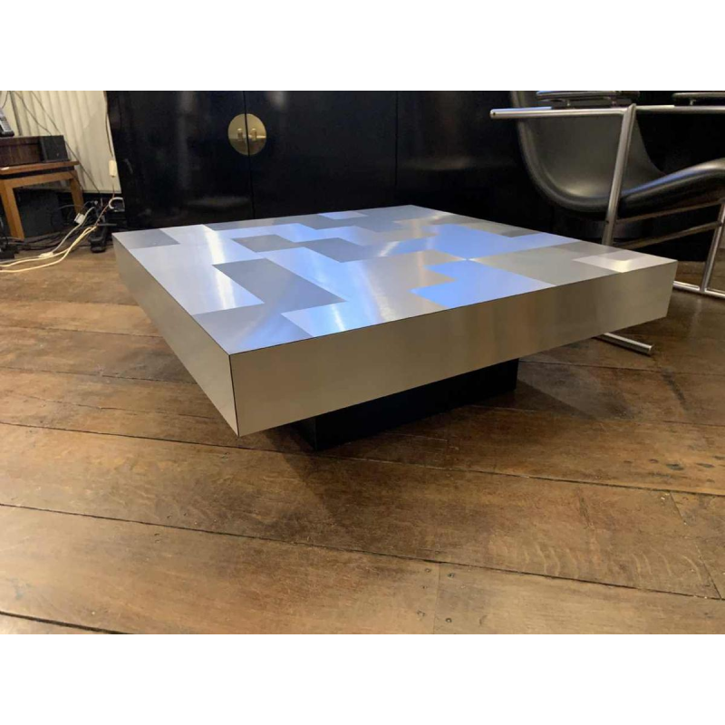 WILLY RIZZO voor CIDUE, Brutalist Coffee Table / Living Room, aluminium, 1970