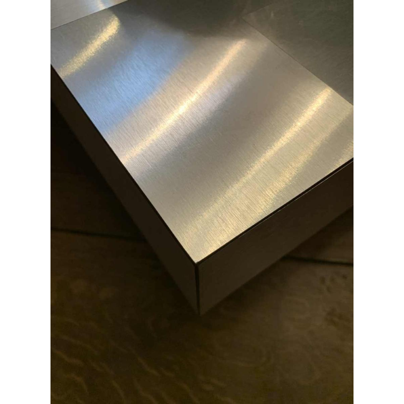 WILLY RIZZO pour CIDUE, Table Basse / Salon Brutaliste, aluminium brossé, 1970