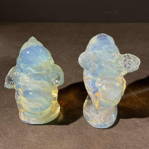 SABINO FRANCE Ensemble 2 Sculptures "Oiseau" Art De´co Verre Opalescent Presse´