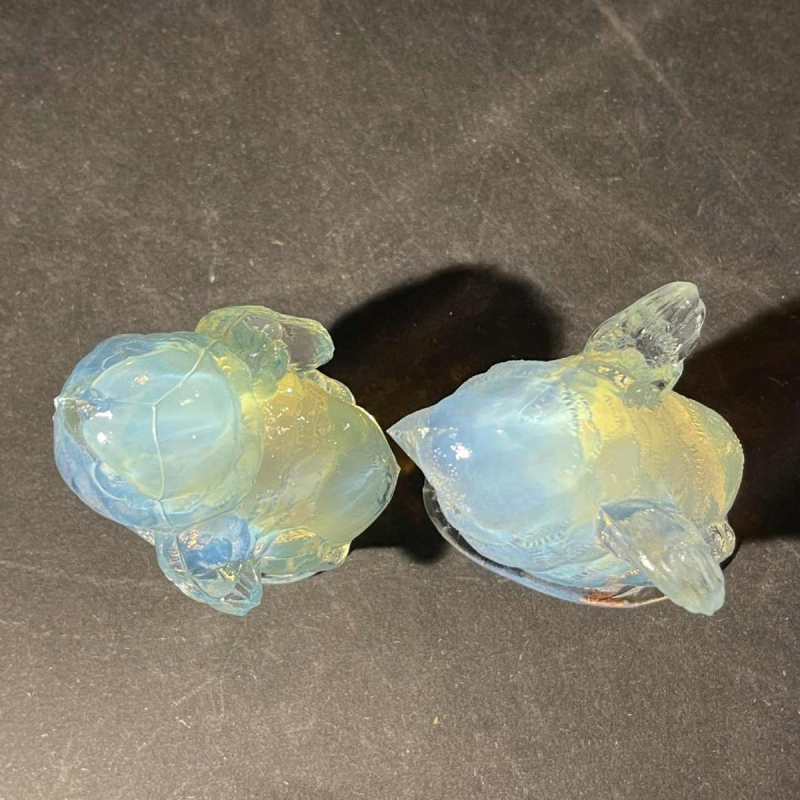 SABINO FRANCE Set Van 2 Art Deco Dieren Beelden " Vogel " Geperst Opaalglas 1930