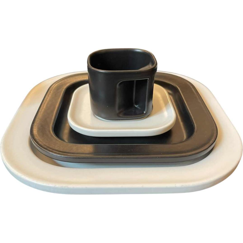 MAKIO HASUIKE by LAVENO RAVELLI “Square“ 88 pc, ceramic dinner & coffee set, ca 1960