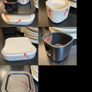 MAKIO HASUIKE by LAVENO RAVELLI “Square“ 88 pc, ceramic dinner & coffee set, ca 1960