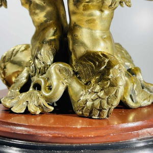 Centrepiece dish with tritons - Gods of the seas - gilt bronze and marble sculpture, 19th c