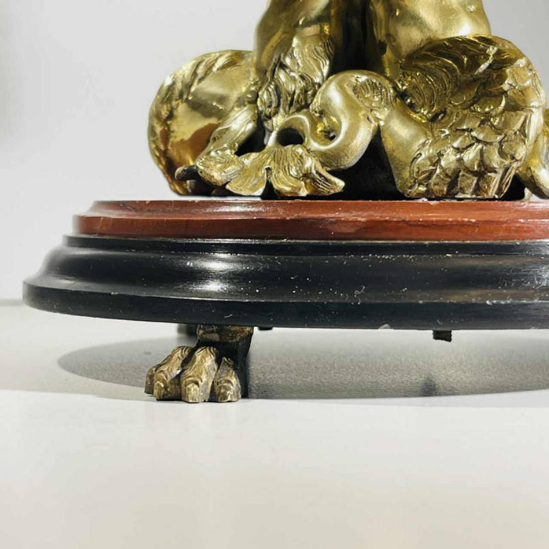 Centre de table aux tritons, sculpture en bronze doré et marbre, XIXe s