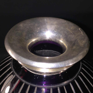 Paul Bernard for SCAILMONT (attributed), Art Deco modernist sandblasted glass vase, solid silver collar DELHEID, 1930