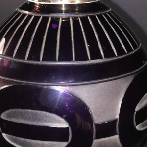 Paul Bernard for SCAILMONT (attributed), Art Deco modernist sandblasted glass vase, solid silver collar DELHEID, 1930