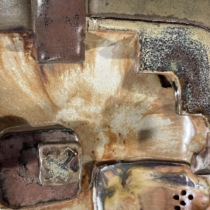 Jean-Michel SAVARY, ceramic sculpture / abstract brutalist wall light, glazed stoneware, 20th century