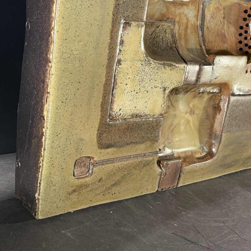 Jean-Michel SAVARY, ceramic sculpture / abstract brutalist wall light, glazed stoneware, 20th century