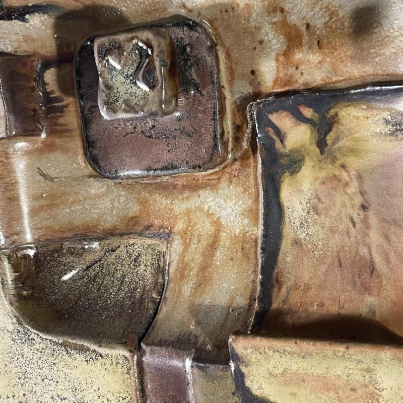 Jean-Michel SAVARY, ceramic sculpture / abstract brutalist wall light, glazed stoneware, 20th century