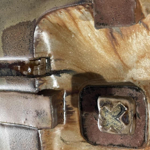 Jean-Michel SAVARY, ceramic sculpture / abstract brutalist wall light, glazed stoneware, 20th century