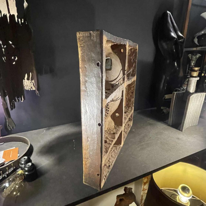 Jean-Michel SAVARY, keramische sculptuur / abstract brutalistische wandlamp, geglazuurd steengoed, 20e eeuw