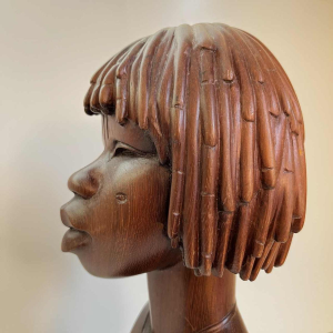 Africanist sculpture 'Scarified bust or face of an African woman' palm wood, ca 1950