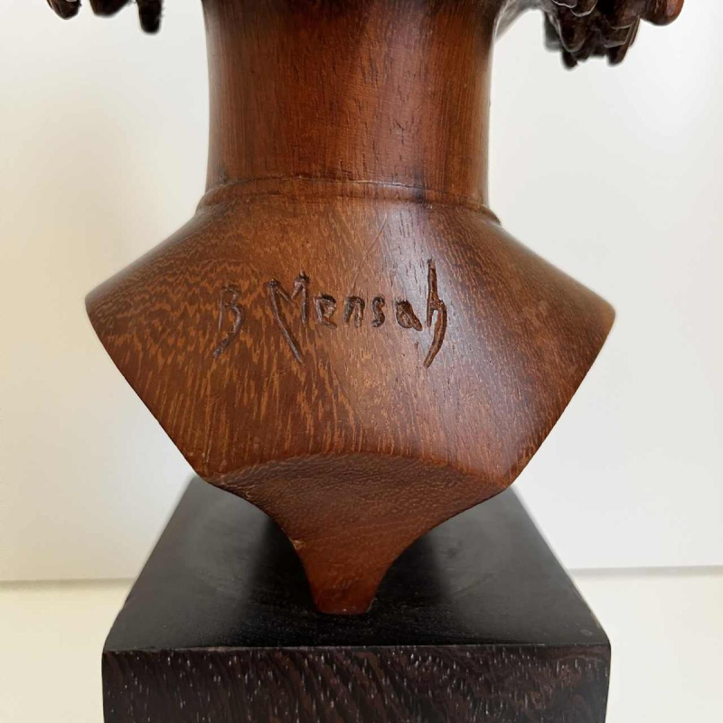 Africanist sculpture 'Scarified bust or face of an African woman' palm wood, ca 1950