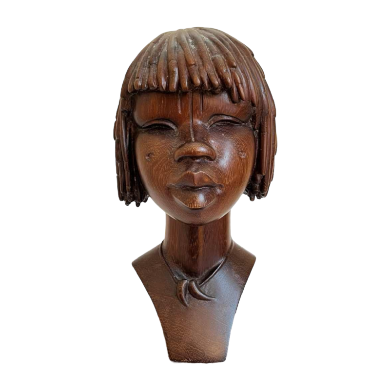 Africanist sculpture 'Scarified bust or face of an African woman' palm wood, ca 1950