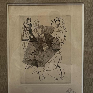 RENÉ MELS (Meulemans) 1 set endadré de 3 x gravures expressionnistes abstraites, ca 1945