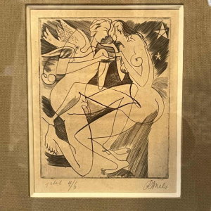 RENÉ MELS (Meulemans) 1 ingelijste set van 3 x abstract expressionistische etsen, ca 1945