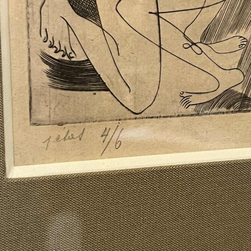 RENÉ MELS (Meulemans) 1 set endadré de 3 x gravures expressionnistes abstraites, ca 1945