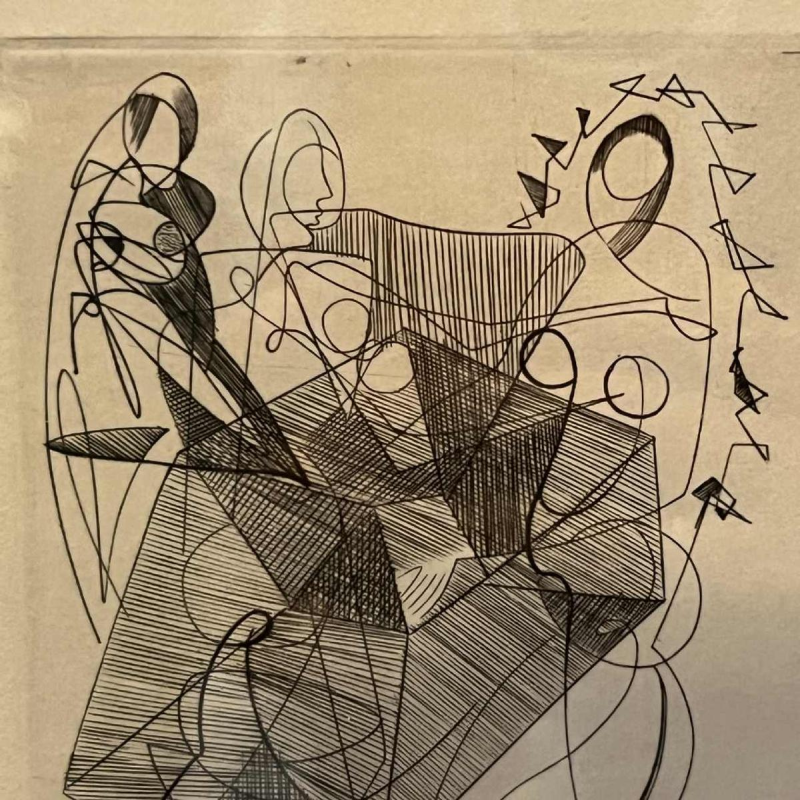 RENÉ MELS (Meulemans) 1 ingelijste set van 3 x abstract expressionistische etsen, ca 1945