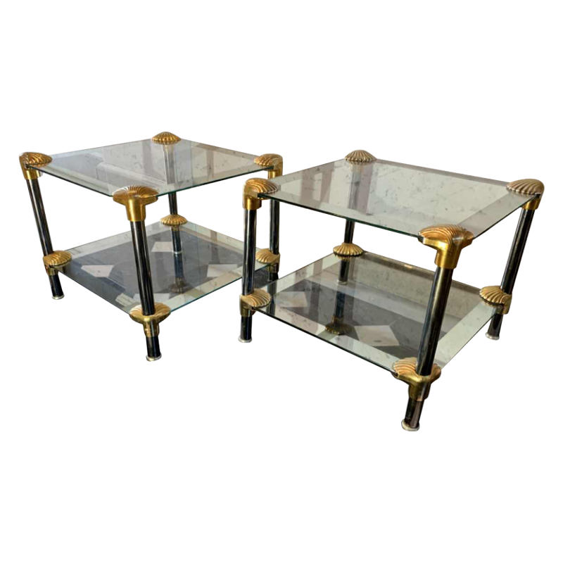 Paire de tables basses / Chevets ' coquillage ' style Hollywood Regency, 1970s