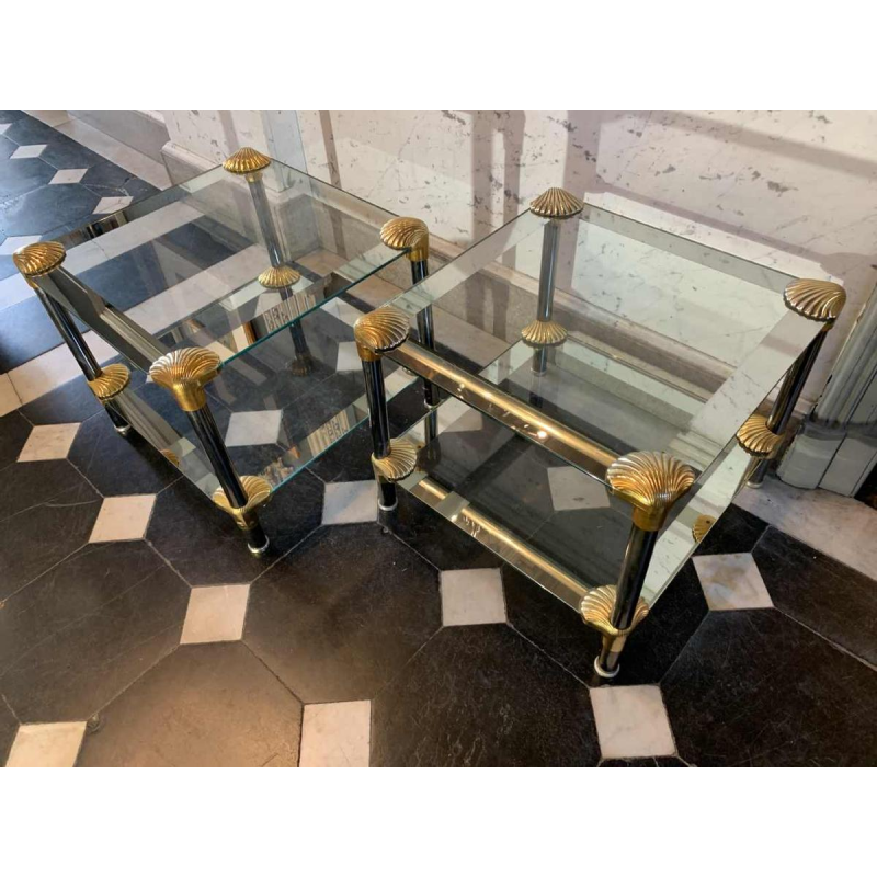 Pair of Hollywood Regency Style 'Seashell' Coffee Tables / Bedsides, 1970s