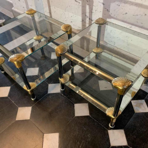 Pair of Hollywood Regency Style 'Seashell' Coffee Tables / Bedsides, 1970s