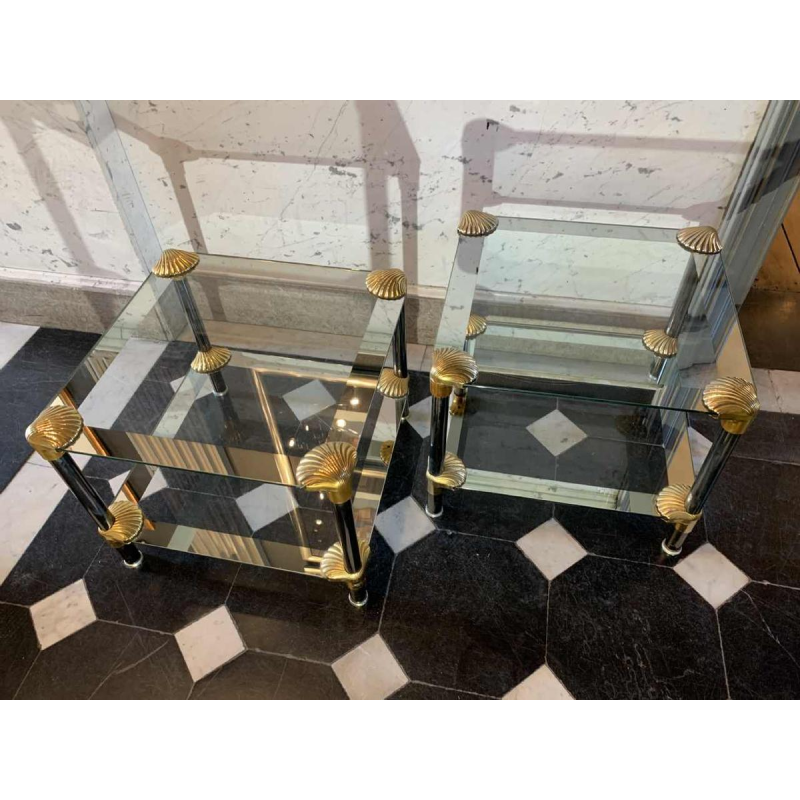 Paire de tables basses / Chevets ' coquillage ' style Hollywood Regency, 1970s