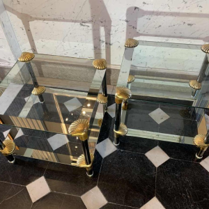 Paire de tables basses / Chevets ' coquillage ' style Hollywood Regency, 1970s