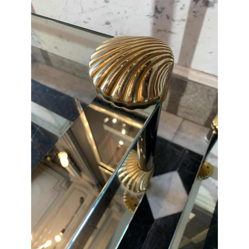 Paar salontafels / nachtkastjes in Hollywood Regency-stijl 'Seashell', jaren 70