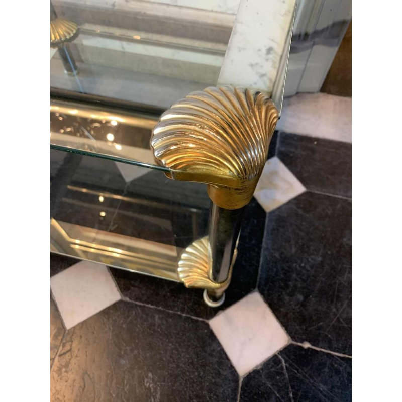 Paar salontafels / nachtkastjes in Hollywood Regency-stijl 'Seashell', jaren 70