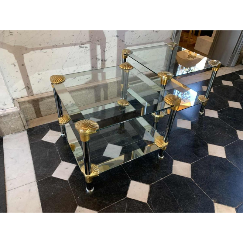 Pair of Hollywood Regency Style 'Seashell' Coffee Tables / Bedsides, 1970s